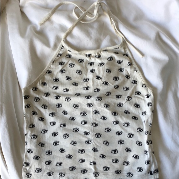 Brandy Melville Eyes Halter Top + Stickers - Picture 2 of 3